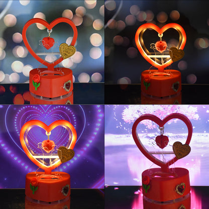 Romantic Heart-Shaped LED Light with Hanging Hearts & Rose – Gift for Loved Ones