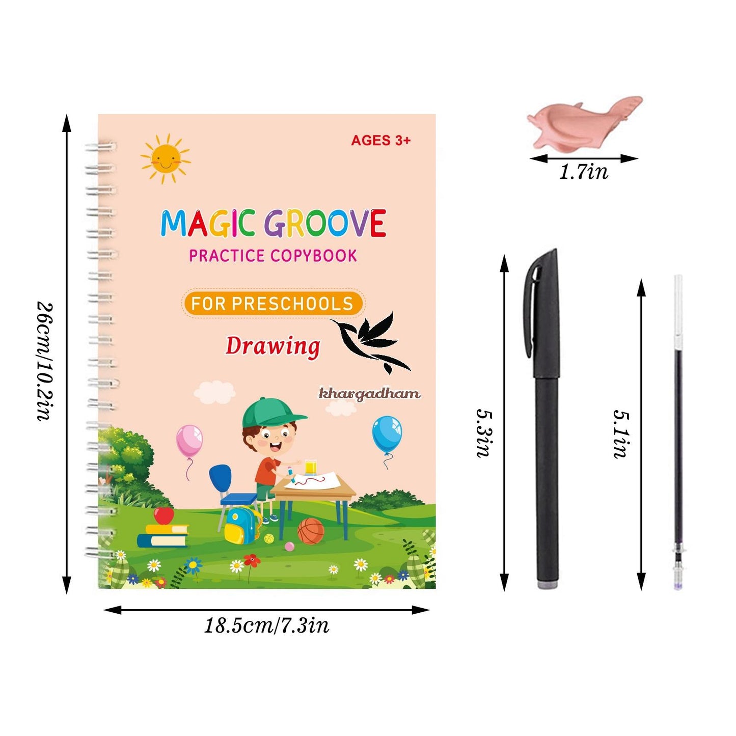 Sank Magic Practice Copybook Set – 4 Books with Pen, Refills & Eraser