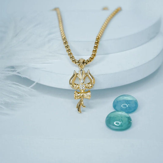 Trishul Pendant with Chain for Men – Gold Alloy
