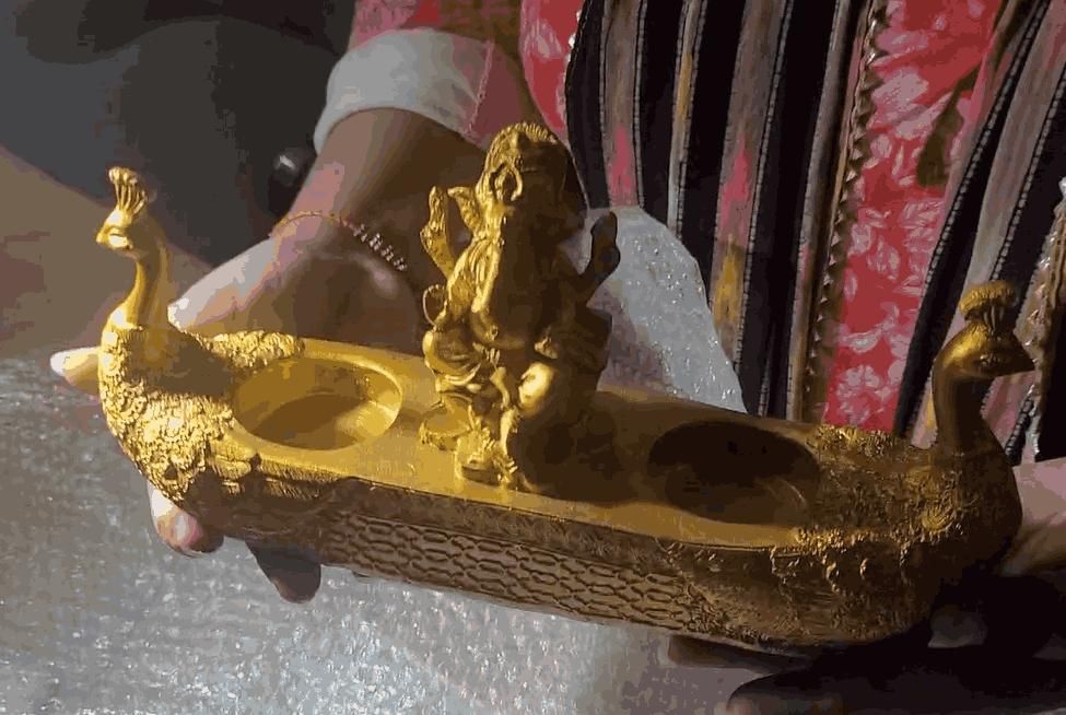 Golden Ganesha Deepak – Pooja Room & Home Decor