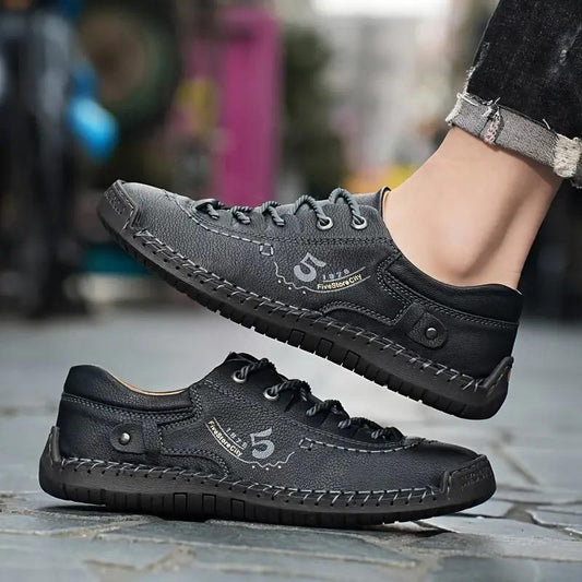 Men’s Casual Black Leather Shoes – Lightweight & Comfortable