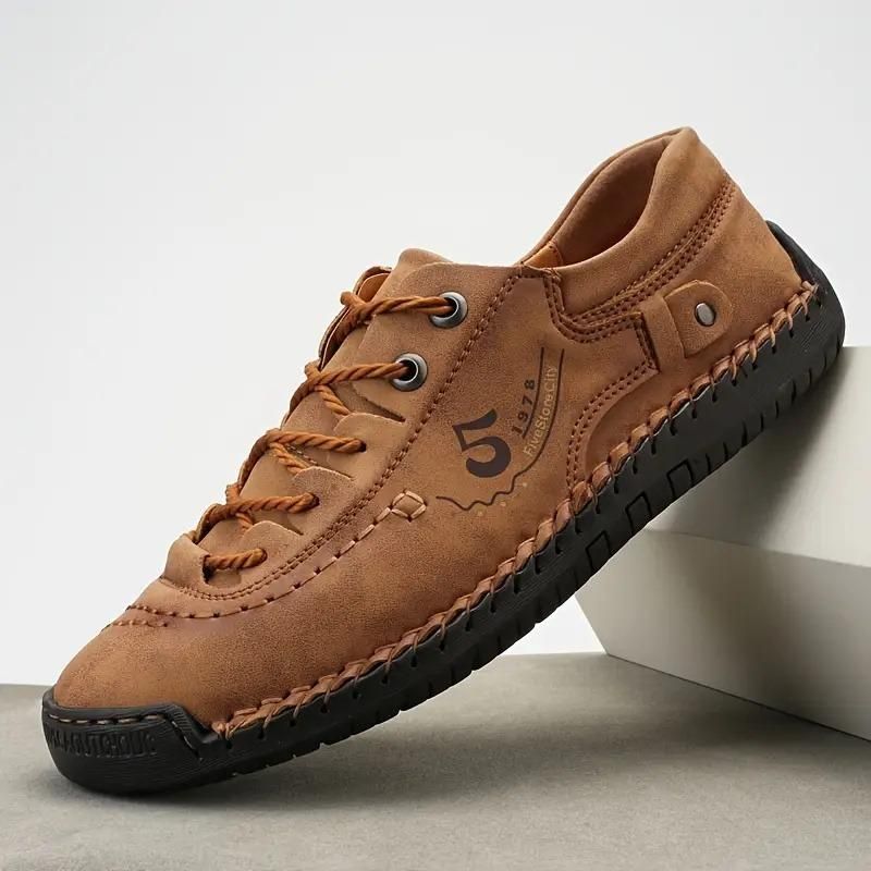 Men's Casual Tan Leather Shoes – Lightweight & Comfortable