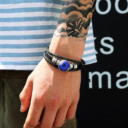 Constellation Zodiac Guardian Black Leather Bracelet – 1 Pc