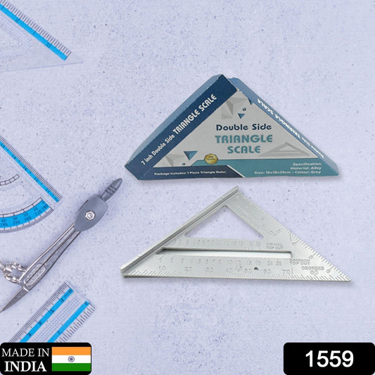7-Inch Aluminum Alloy Rafter Square – Double Side Scale, 45° Triangle Measurement Hand Tool