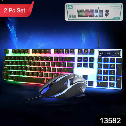 104-Key Backlit Keyboard & Mouse Set – USB Gaming Combo