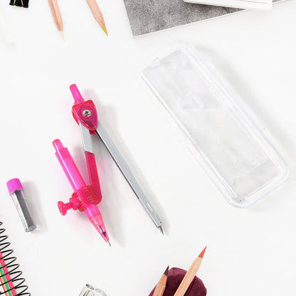 4-in-1 Student Geometry Compass Set – Mechanical Pencil & Extra Lead | Plastic Case