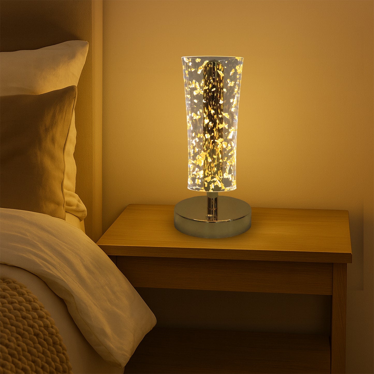 Golden Crystal LED Table Lamp – USB Rechargeable Decorative Light