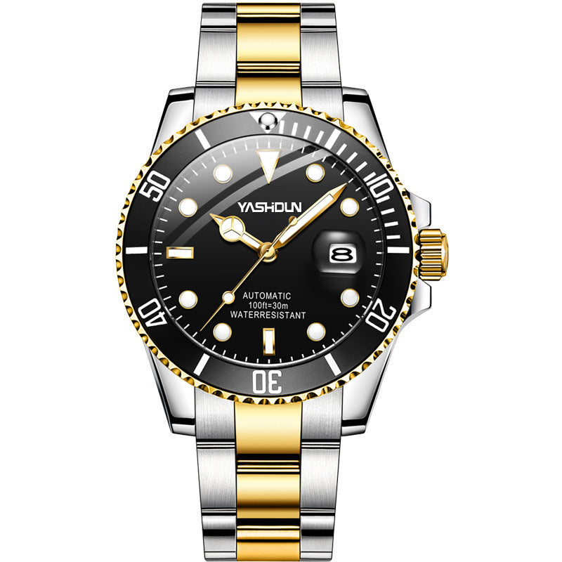 Business Quartz Watch – 41mm Round Dial, Stainless Steel Strap, Transparent Back - Fanbuluxe