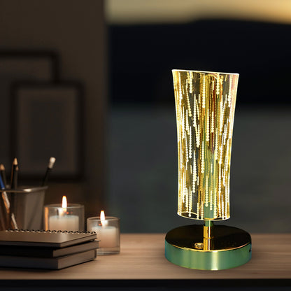 Luxury Crystal Cylindrical LED Table Lamp – USB Rechargeable Bedside & Desk Light