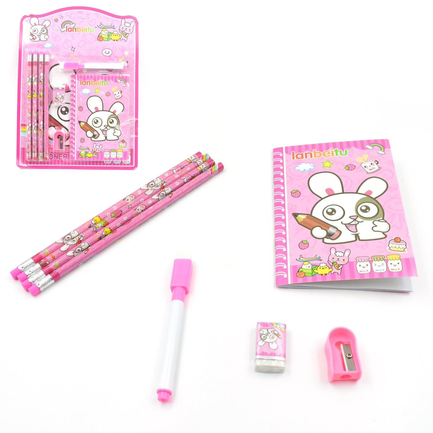 4299 Kids Stationery Kit – 8-Piece Set | Pencils, Sharpener, Eraser & Diary