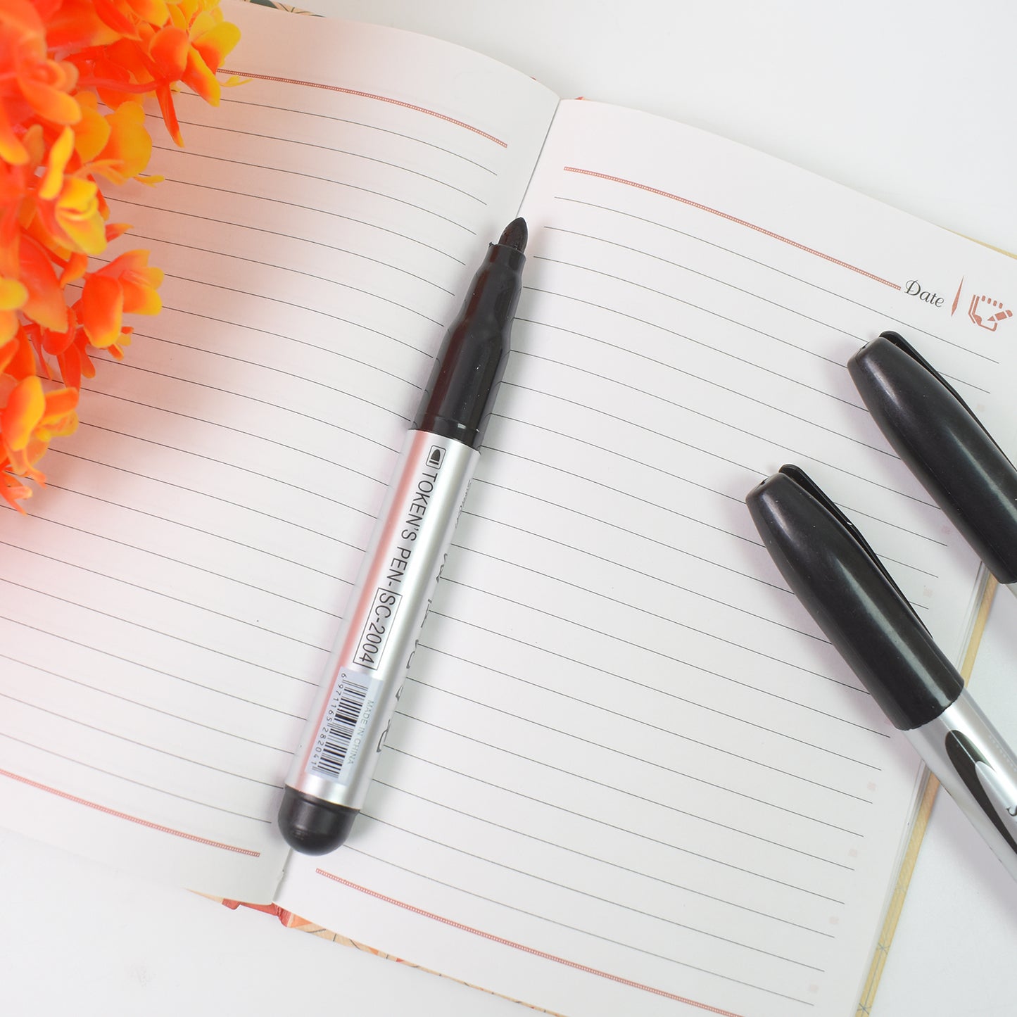 Black Marker Set – 4 Pcs for School, College & Office Use