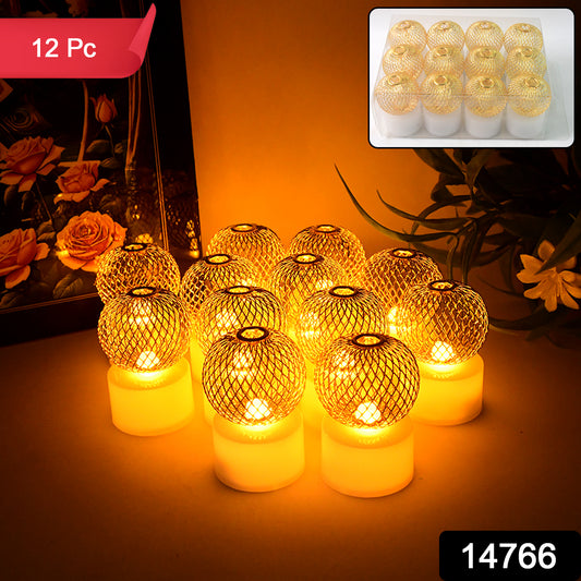 12 Pcs LED Ball Decorative Lights – Warm White Mesh Design