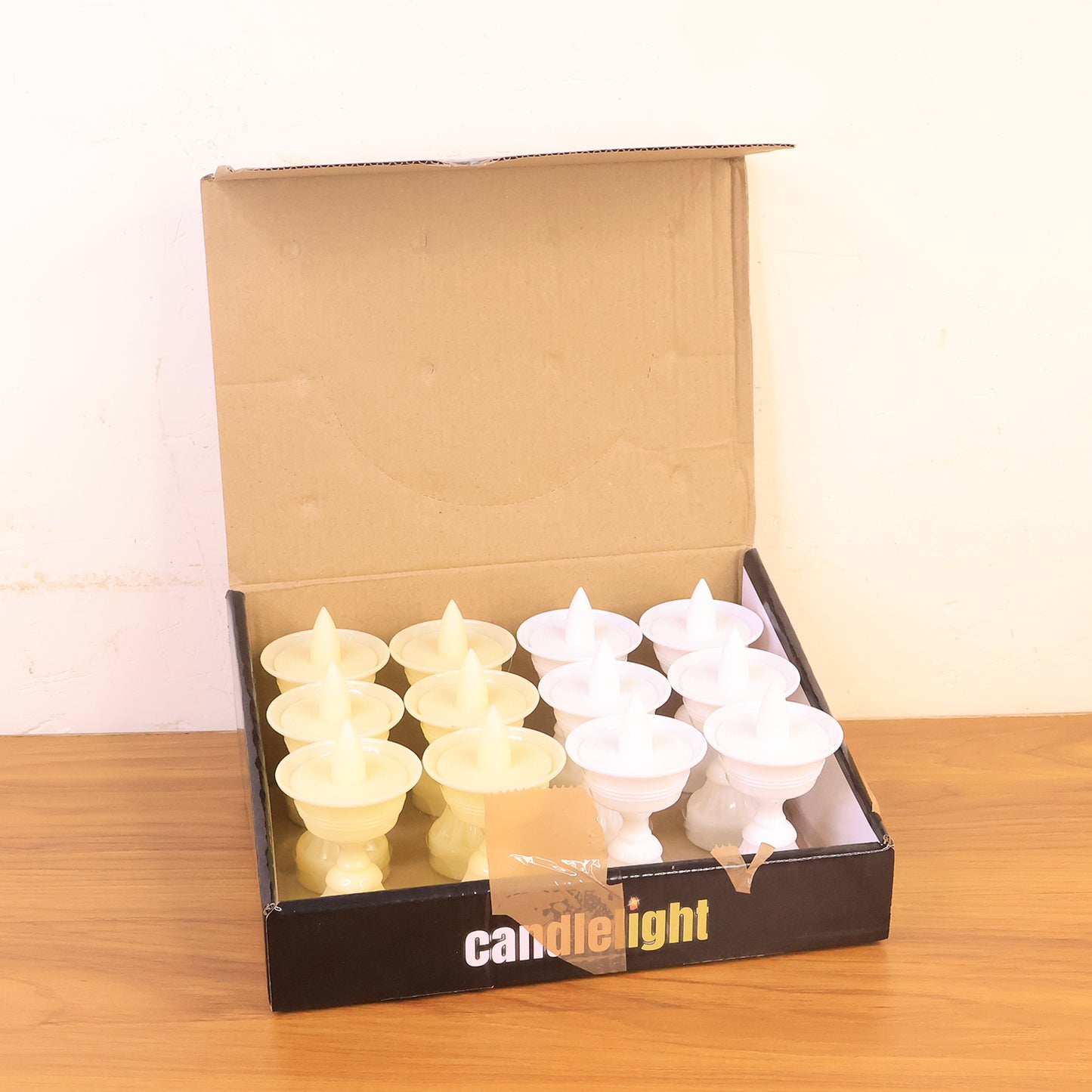 12-Pcs White Water Sensor LED Diyas – Flameless Battery Operated Decorative Lights