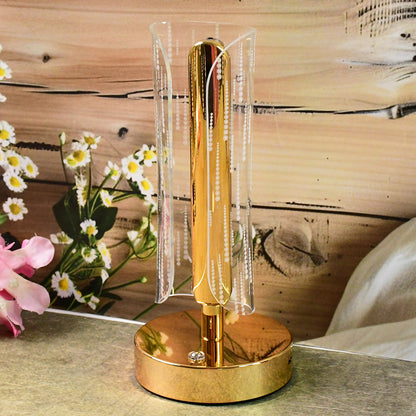 Luxury Tall Cylinder Crystal LED Table Lamp with USB Charging