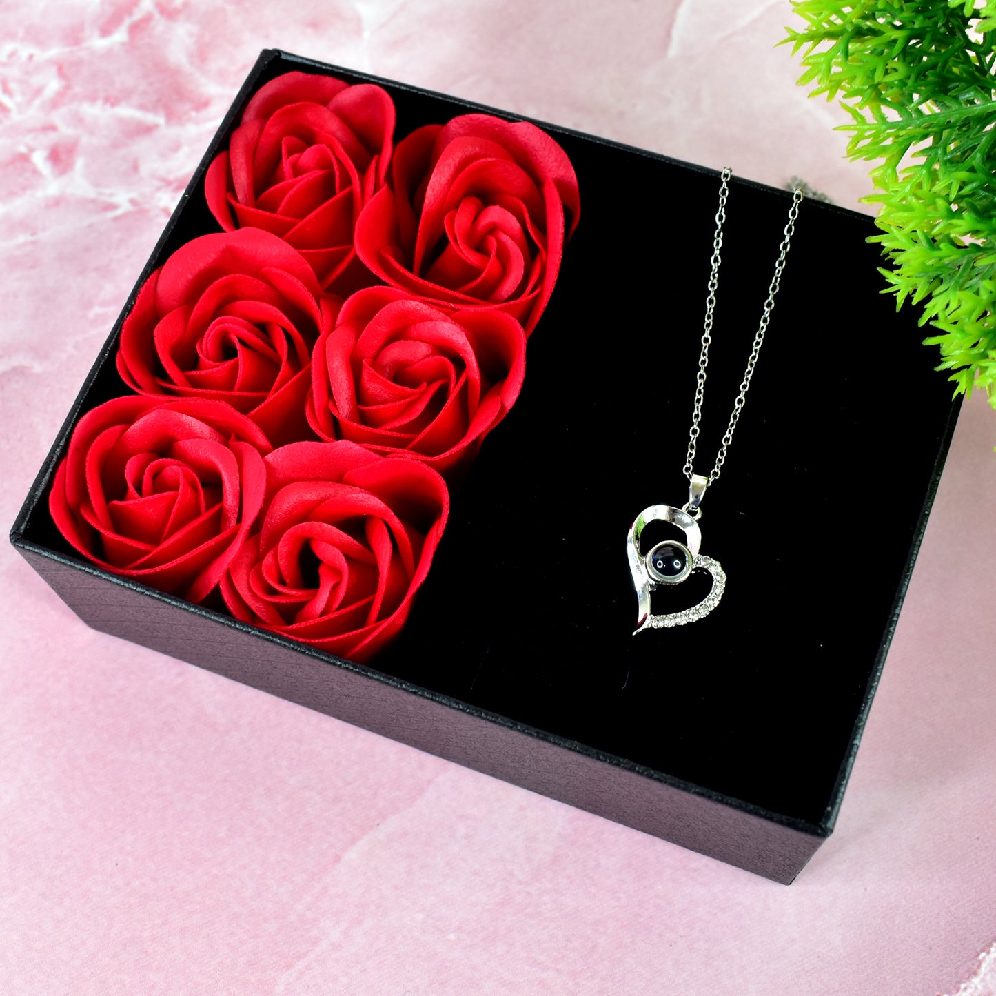 Handmade Eternal Rose Gift Box with "I Love You" Necklace – Romantic Gift for Women