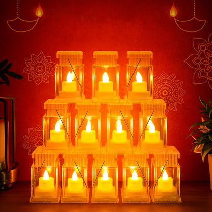 12 Pcs LED Storm Lantern Set – Battery Operated Flameless Decorative Lights
