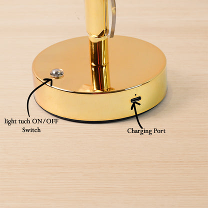 Luxury Golden Leaf Crystal LED Table Lamp with USB Charging