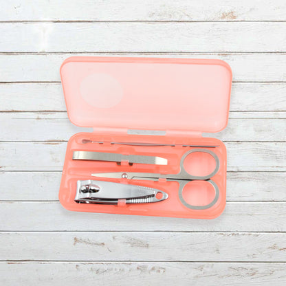 9146 Mini Nail Clipper Set – 4-Piece Stainless Steel Manicure Kit with Storage Case