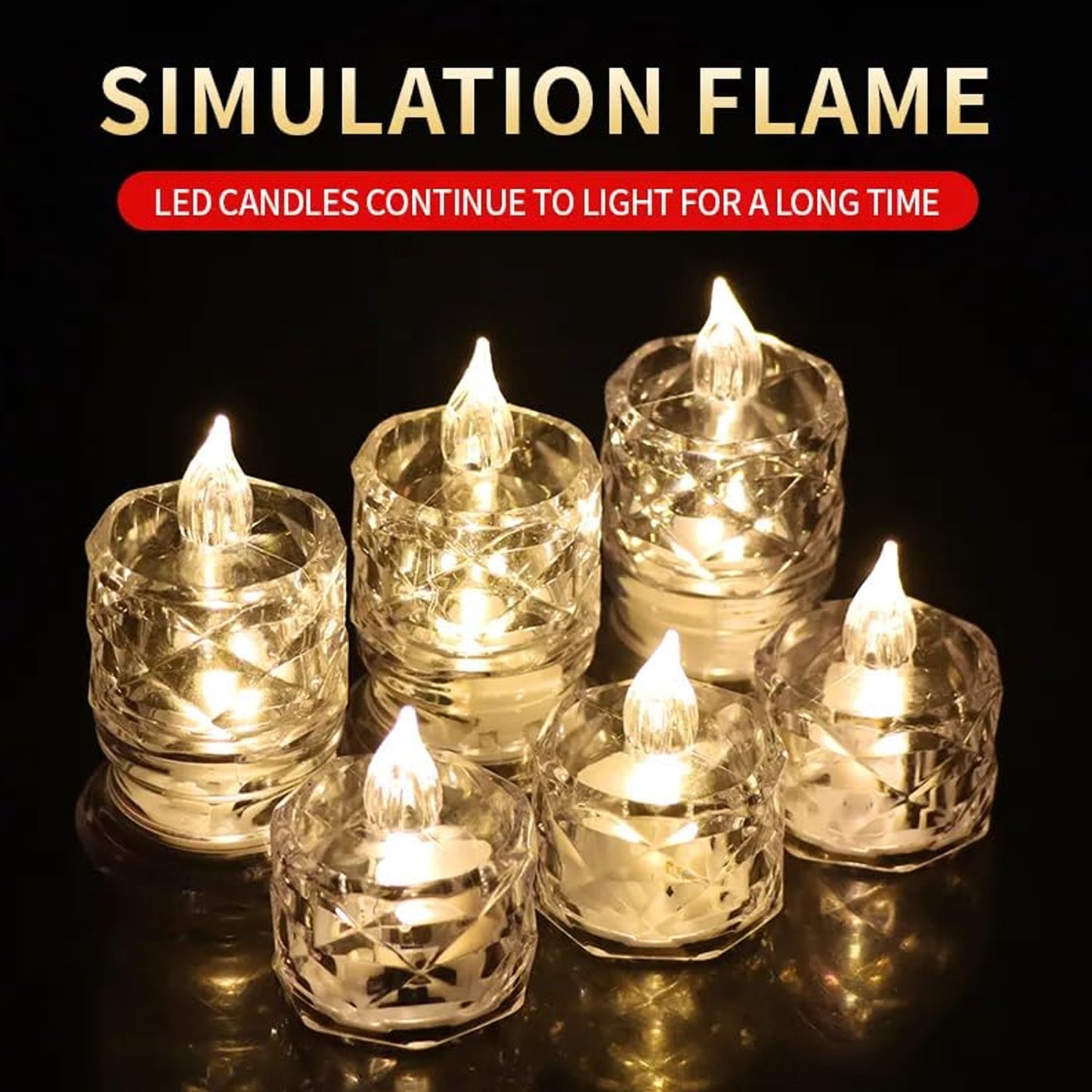 24 Pcs Flameless LED Tea Light Candles – Transparent Acrylic