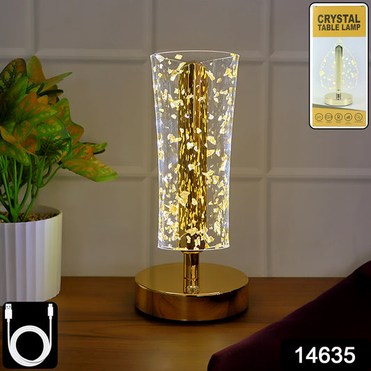 Golden Crystal LED Table Lamp – USB Rechargeable Decorative Light