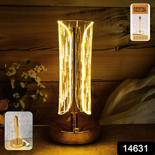 Luxury Tall Cylinder Crystal LED Table Lamp with USB Charging