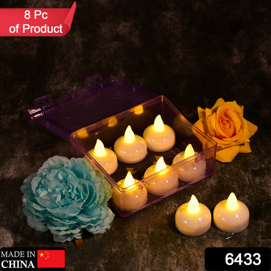 Set of 8 Flameless Floating Tealight Candles with Box – Battery Operated