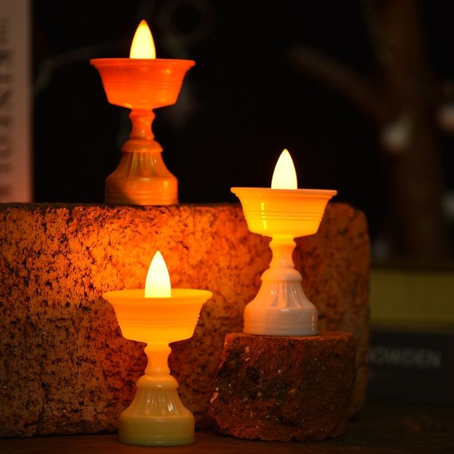 12-Pcs White Water Sensor LED Diyas – Flameless Battery Operated Decorative Lights