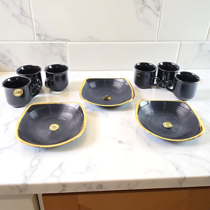 Sweet Buzz Ceramic Mug & Seashell Serving Bowl Set.