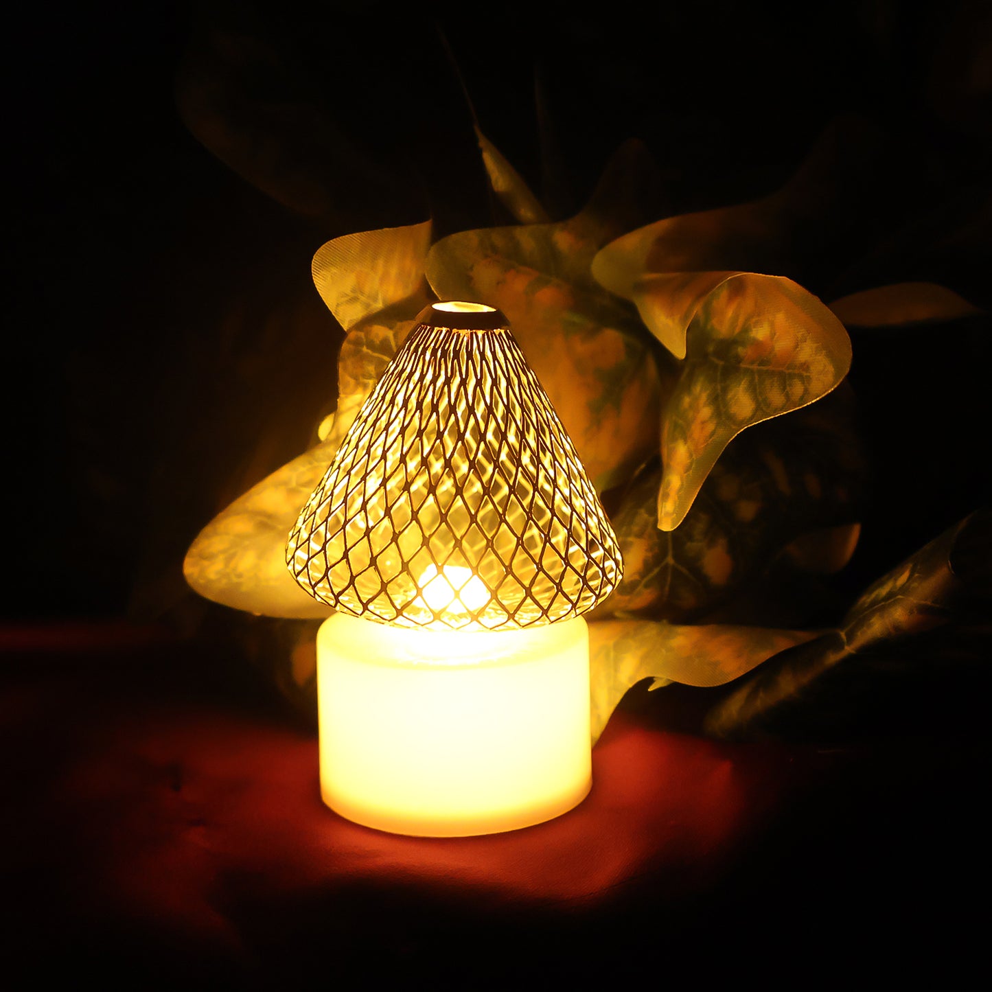 Set of 12 Golden Net LED Flameless Tealight Candles – Battery Operated Decorative Lights