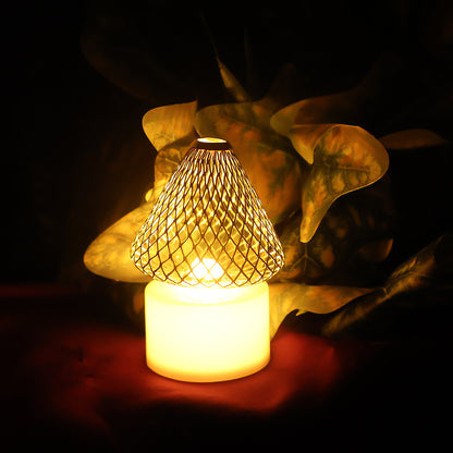 Set of 12 Golden Net LED Flameless Tealight Candles – Battery Operated Decorative Lights