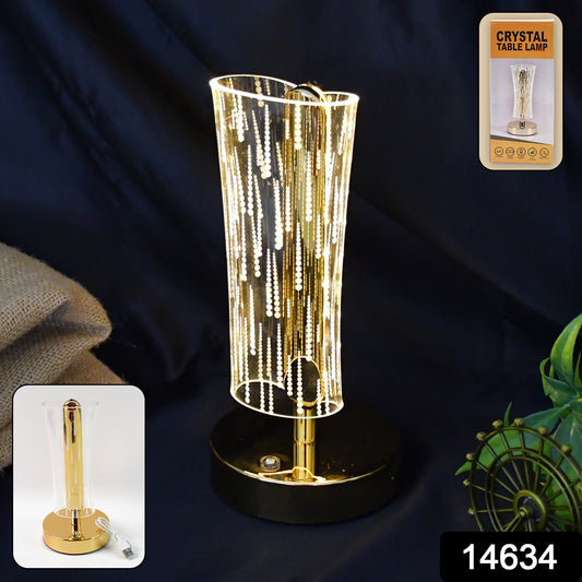 Luxury Crystal Cylindrical LED Table Lamp – USB Rechargeable Bedside & Desk Light