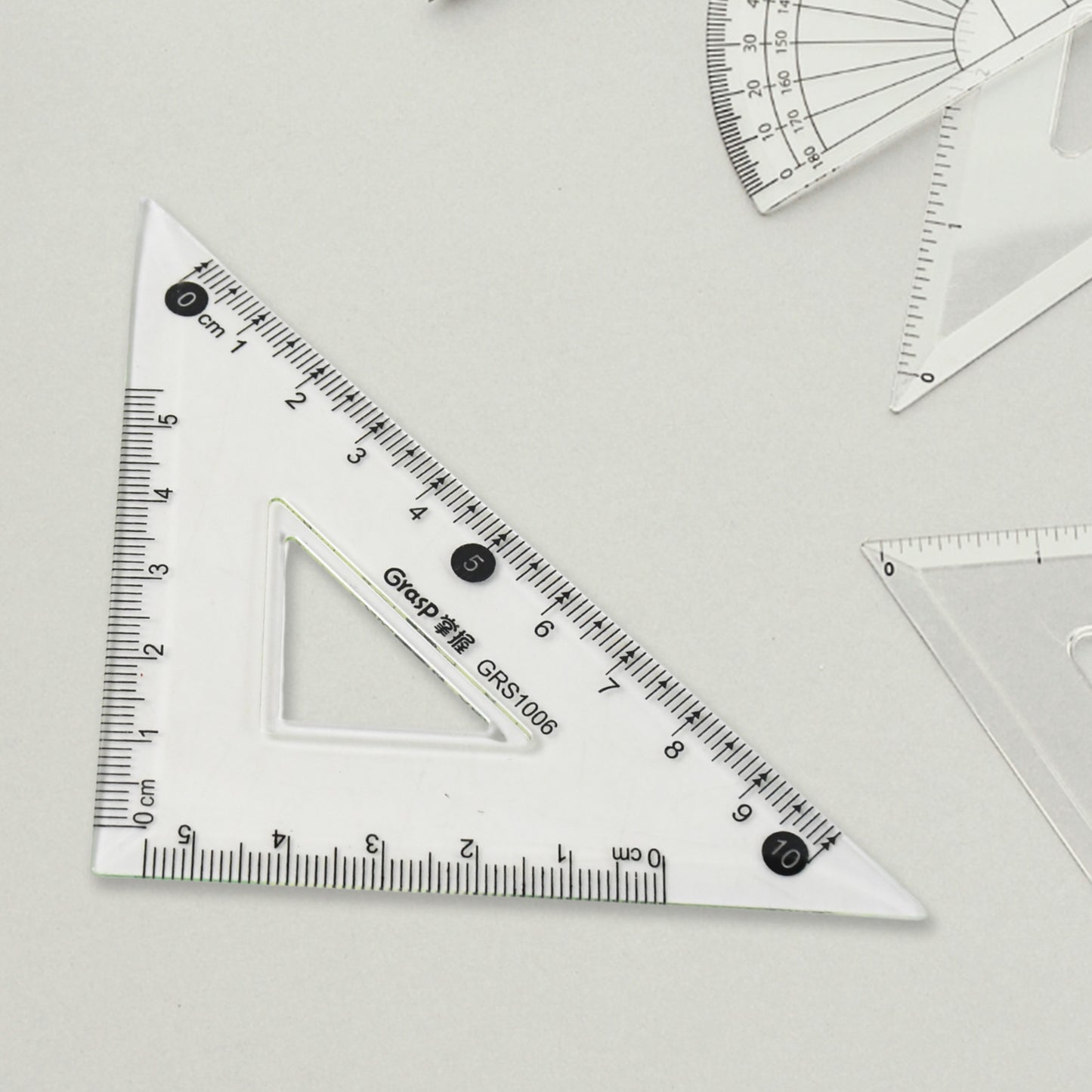 4-Piece Geometry Set – Triangle, Ruler & Protractor | Clear Plastic Drafting Kit