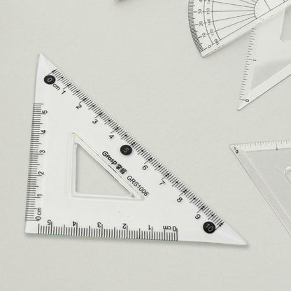 4-Piece Geometry Set – Triangle, Ruler & Protractor | Clear Plastic Drafting Kit