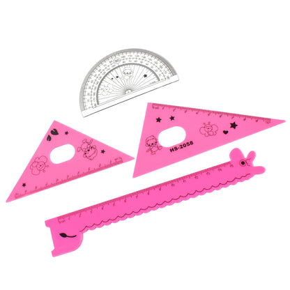 Cute Cartoon Giraffe Ruler Set – 4 Pcs (Scale, Meter & Triangle Rulers)