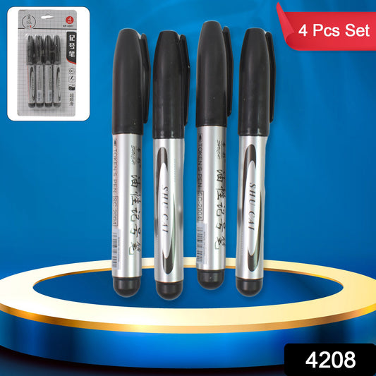 Black Marker Set – 4 Pcs for School, College & Office Use