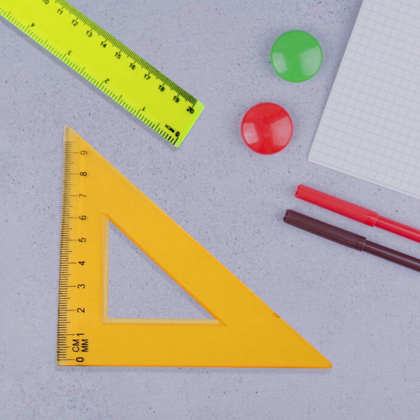 4-Piece Geometry Set – Triangle, Protractor & Straight Ruler | Clear Plastic Drafting Kit