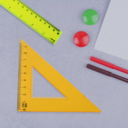 4-Piece Geometry Set – Triangle, Protractor & Straight Ruler | Clear Plastic Drafting Kit