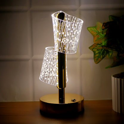 Luxury Crystal LED Double Shade Table Lamp – Elegant Bedside & Living Room Decor