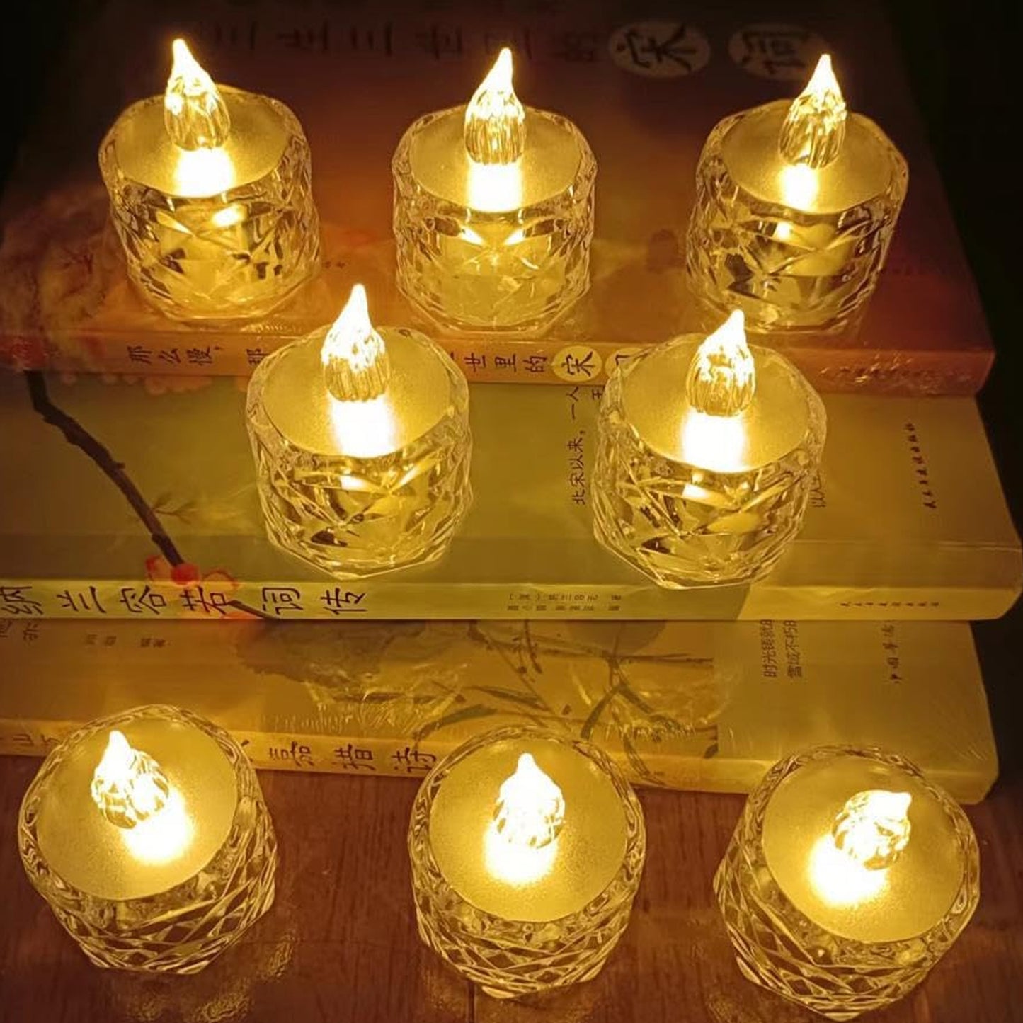 24 Pcs Flameless LED Tea Light Candles – Transparent Acrylic
