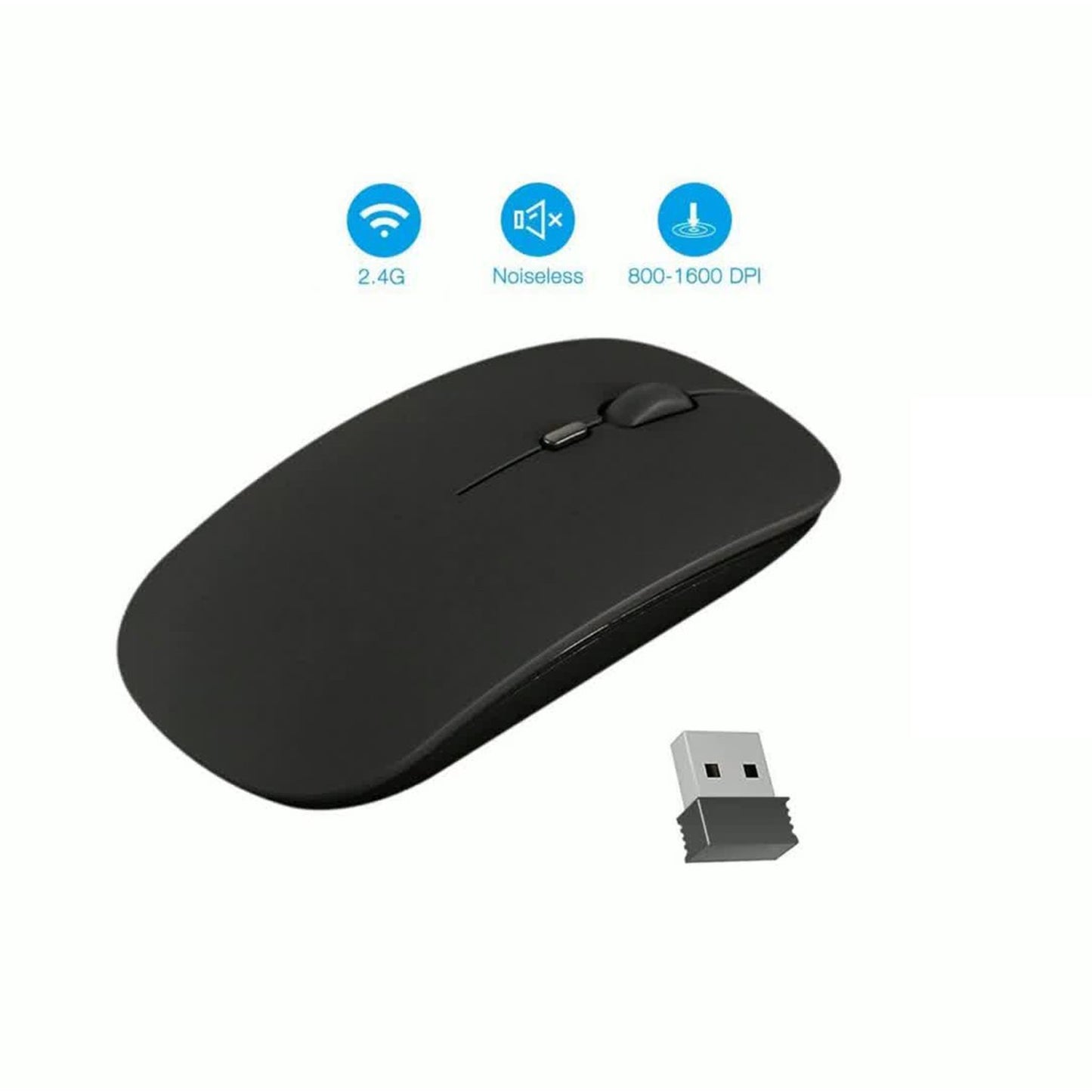Wireless Silent Mouse – Slim Pebble Design | 1200 DPI, Long Battery