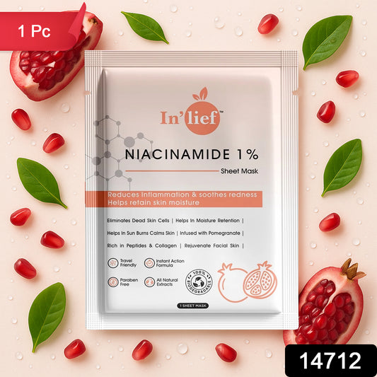 In’lief Niacinamide 1% Hydrating & Calming Facial Sheet Mask – With Pomegranate Extract (1 Pc)