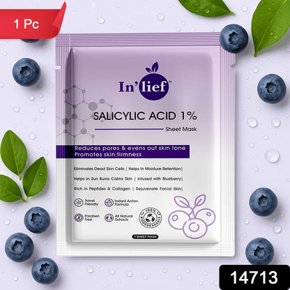 In’lief Salicylic Acid 1% Pore-Refining Facial Sheet Mask – Acne Control & Skin Firming