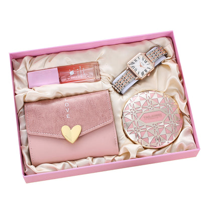 Women’s Fashion Gift Set – Quartz Watch, Perfume, Air Cushion & Wallet - Fanbuluxe