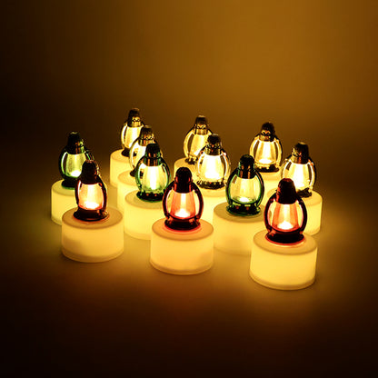 Set of 12 LED Multicolor Flameless Candle Lamps – Battery Operated