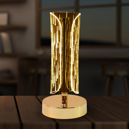 Luxury Tall Cylinder Crystal LED Table Lamp with USB Charging