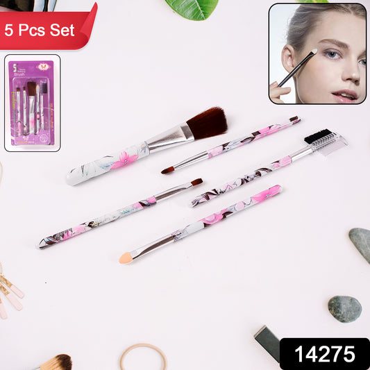 5-Piece Floral Makeup Brush Set – Eyes, Lips & Face Cosmetic Kit