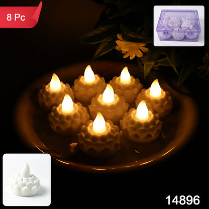 Lotus Shaped LED Flameless Tealight Candles – Set of 8
