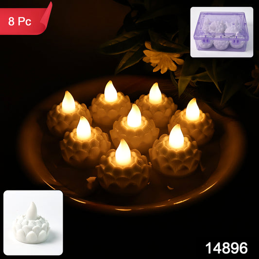 Lotus Shaped LED Flameless Tealight Candles – Set of 8