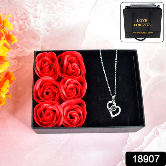 Handmade Eternal Rose Gift Box with "I Love You" Necklace – Romantic Gift for Women