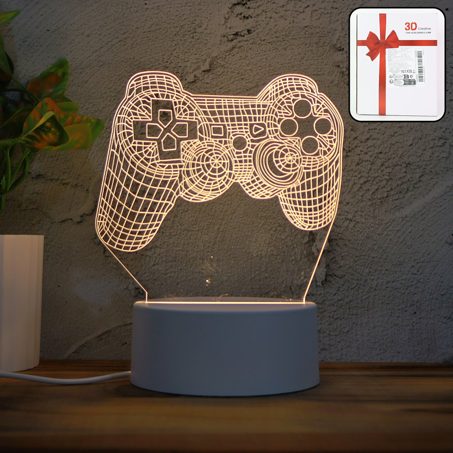 3D Acrylic LED Night Lamp – Game Controller Design